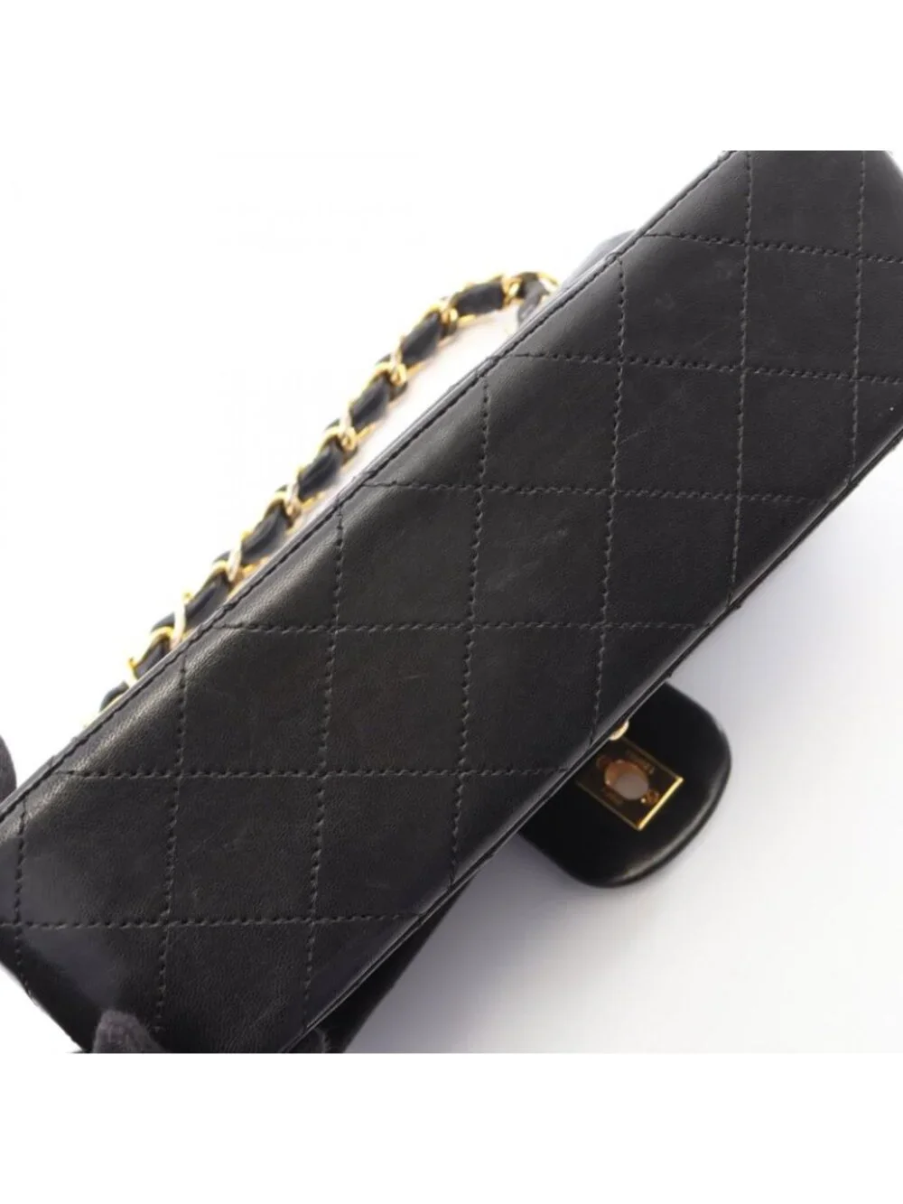 Chanel Handbag Quilted Black Lambskin Top Handle